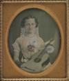 (VICTORIANA) Beautifully tinted sixth-plate daguerreotype portrait of a fashionably-dressed young woman whose